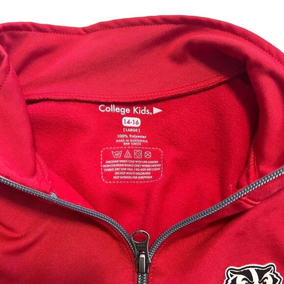 University of Wisconsin College Kids Bucky Badger 1/4 Zip Pullover Kids Sz 14-16 - Picture 3 of 4